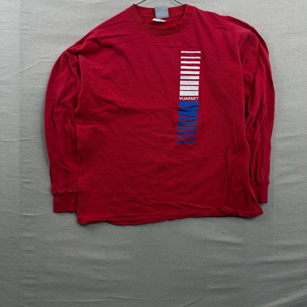 Vuarnet Long Sleeve T-Shirt Mens XL Red Vintage Graphic Single Stitch USA